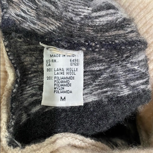 Sisley Made in Italy Relaxed Elegance Fair Isle Wool Wrap Collar Sweater M - Picture 6 of 8